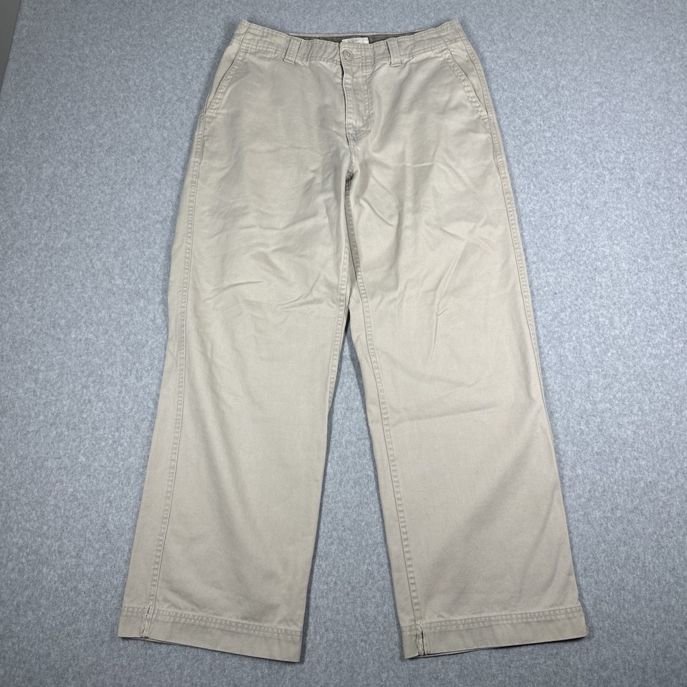Vintage GAP Gapkhakis Loose Fit Wide Leg Chino Pants Men's 30x30 Beige Gap Zip